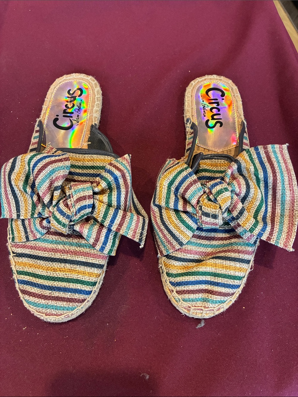 Circus by Sam Edelman Striped Multicolor Bow Slide Mules
